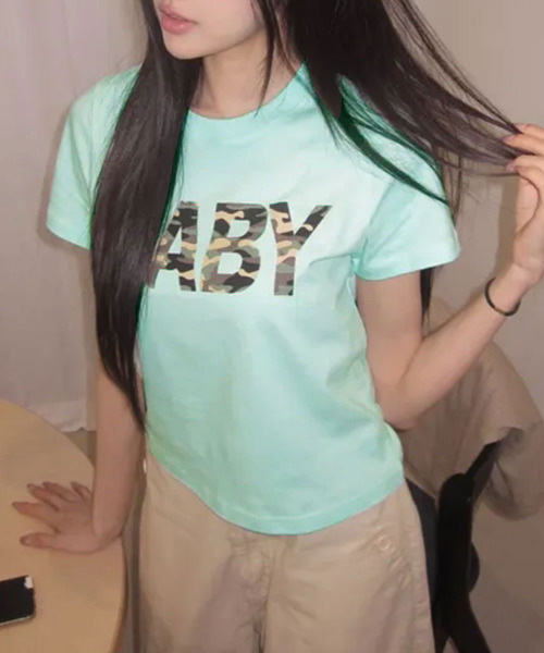 VIVID LADY(ビビッドレディー)の「カモフラロゴプリント 半袖Tシャツ(Tシャツ/カットソー・レディース・ホワイト/ブラック/ミント・FREE)」の8枚目の写真