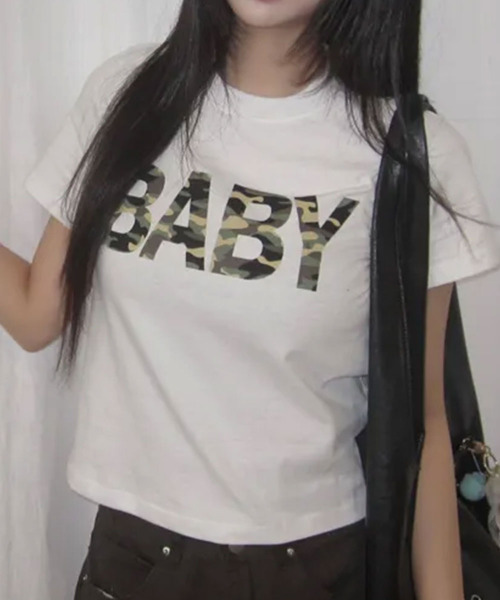 VIVID LADY(ビビッドレディー)の「カモフラロゴプリント 半袖Tシャツ(Tシャツ/カットソー・レディース・ホワイト/ブラック/ミント・FREE)」の13枚目の写真