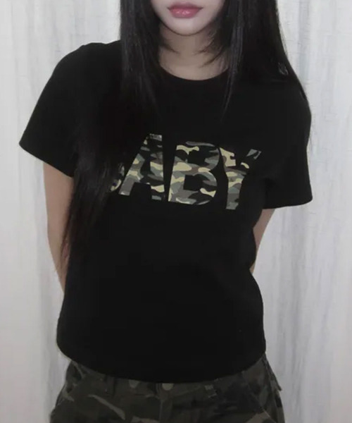 VIVID LADY(ビビッドレディー)の「カモフラロゴプリント 半袖Tシャツ(Tシャツ/カットソー・レディース・ホワイト/ブラック/ミント・FREE)」の19枚目の写真