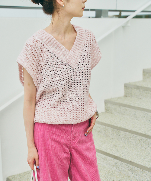 Noble(ノーブル)の「《WEB&一部店舗限定》【SELLICHI】3G片畦ベスト(ニット/セーター・レディース・ピンク系その他/グレー・FREE)」の2枚目の写真