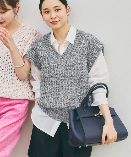 Noble(ノーブル)の「《WEB&一部店舗限定》【SELLICHI】3G片畦ベスト(ニット/セーター・レディース・ピンク系その他/グレー・FREE)」の1枚目の写真