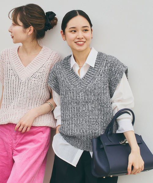 Noble(ノーブル)の「《WEB&一部店舗限定》【SELLICHI】3G片畦ベスト(ニット/セーター・レディース・ピンク系その他/グレー・FREE)」の3枚目の写真