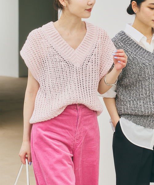 Noble(ノーブル)の「《WEB&一部店舗限定》【SELLICHI】3G片畦ベスト(ニット/セーター・レディース・ピンク系その他/グレー・FREE)」の10枚目の写真