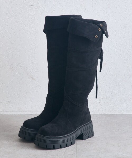 OLIVE des OLIVE(オリーブデオリーブ)の「2wayスエードロングブーツ(ブーツ・レディース・ベージュ/ブラック・SMALL/MEDIUM/LARGE)」の14枚目の写真