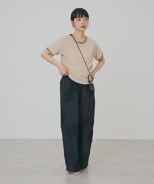 AMERICAN HOLIC(アメリカンホリック)の「【抗菌防臭・吸水速乾】シアーベロアリンガーTシャツ(Tシャツ/カットソー・レディース・ブラウン/ネイビー/ベージュ・L/M)」の8枚目の写真