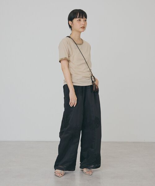 AMERICAN HOLIC(アメリカンホリック)の「【抗菌防臭・吸水速乾】シアーベロアリンガーTシャツ(Tシャツ/カットソー・レディース・ブラウン/ネイビー/ベージュ・L/M)」の9枚目の写真