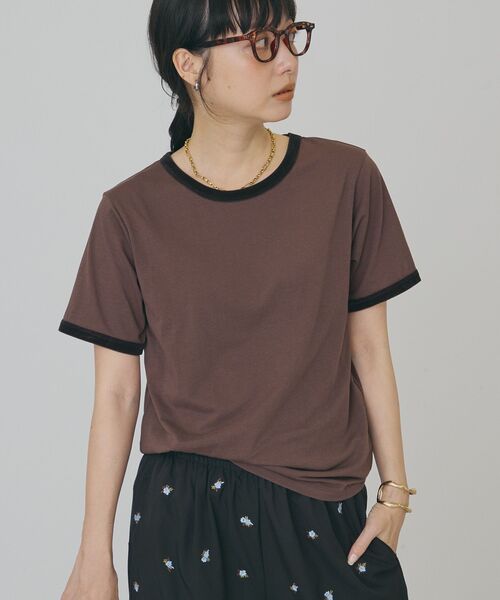 AMERICAN HOLIC(アメリカンホリック)の「【抗菌防臭・吸水速乾】シアーベロアリンガーTシャツ(Tシャツ/カットソー・レディース・ブラウン/ネイビー/ベージュ・L/M)」の11枚目の写真