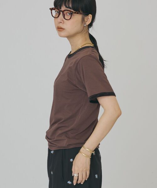 AMERICAN HOLIC(アメリカンホリック)の「【抗菌防臭・吸水速乾】シアーベロアリンガーTシャツ(Tシャツ/カットソー・レディース・ブラウン/ネイビー/ベージュ・L/M)」の13枚目の写真