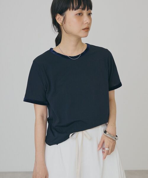 AMERICAN HOLIC(アメリカンホリック)の「【抗菌防臭・吸水速乾】シアーベロアリンガーTシャツ(Tシャツ/カットソー・レディース・ブラウン/ネイビー/ベージュ・L/M)」の18枚目の写真