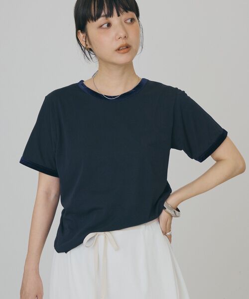 AMERICAN HOLIC(アメリカンホリック)の「【抗菌防臭・吸水速乾】シアーベロアリンガーTシャツ(Tシャツ/カットソー・レディース・ブラウン/ネイビー/ベージュ・L/M)」の19枚目の写真