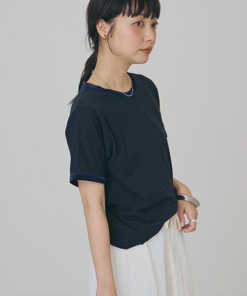 AMERICAN HOLIC(アメリカンホリック)の「【抗菌防臭・吸水速乾】シアーベロアリンガーTシャツ(Tシャツ/カットソー・レディース・ブラウン/ネイビー/ベージュ・L/M)」の20枚目の写真