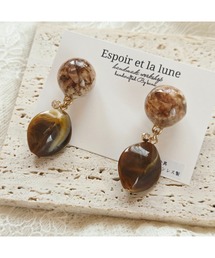 【Espoir et la lune】マーブル琥珀ドロップピアス(MA)