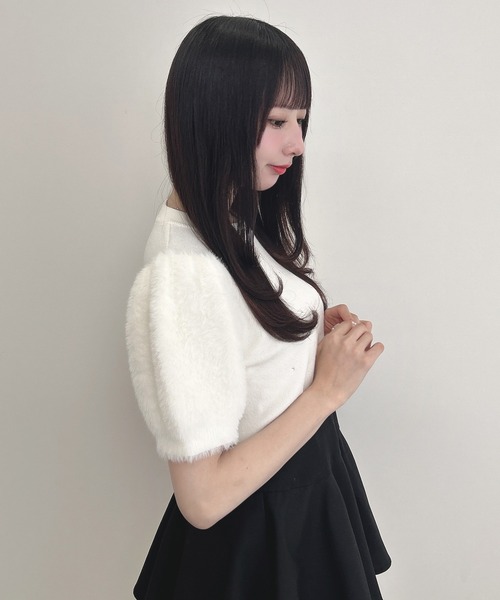INGNI(イング)の「袖フェザー装飾飛ばしニット(ニット/セーター・レディース・ピンクベージュ/アイボリー/ブラック・M)」の5枚目の写真