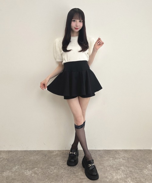 INGNI(イング)の「袖フェザー装飾飛ばしニット(ニット/セーター・レディース・ピンクベージュ/アイボリー/ブラック・M)」の7枚目の写真