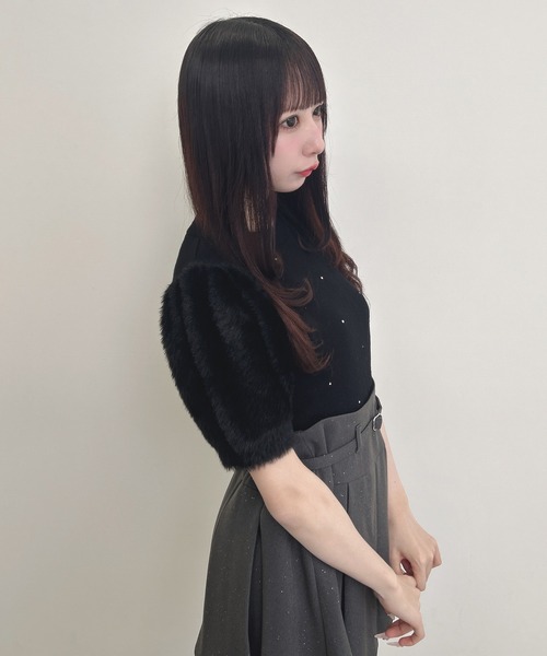 INGNI(イング)の「袖フェザー装飾飛ばしニット(ニット/セーター・レディース・ピンクベージュ/アイボリー/ブラック・M)」の10枚目の写真