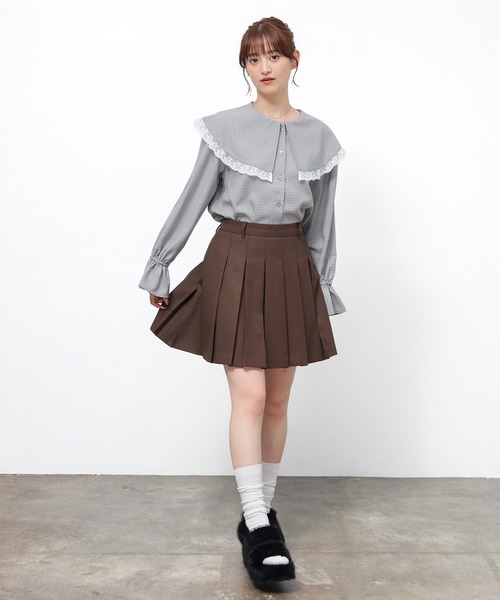 Honeys(ハニーズ)の「ビッグ衿ブラウス(シャツ/ブラウス・レディース・ブラウン系1/グレー系1/ホワイト・L/LL/M/S)」の18枚目の写真