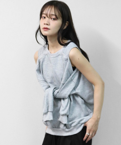 THE CELL.（ザセルドット）の「WEB限定商品 マルチWAY　タンクオフショルトップス　MULTI-WAY TANK OFF-SHOULDER TOPS（Tシャツ/カットソー・レディース・ブラック/グレー・FREE）」の21枚目の写真