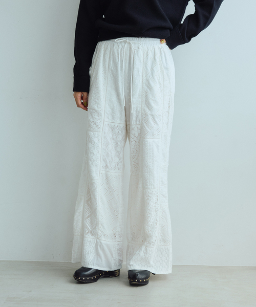 IENA LA BOUCLE（イエナラブークル）の「IENA LA BOUCLE レースアソートイージーパンツ（その他パンツ・レディース・ブラック/ホワイト・38/36）」の8枚目の写真