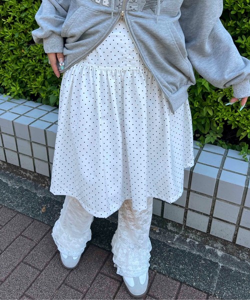 WC(ダブル シー)の「ドットミドルギャザースカート(スカート・レディース・ホワイト/ピンク・FREE)」の2枚目の写真