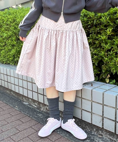WC(ダブル シー)の「ドットミドルギャザースカート(スカート・レディース・ホワイト/ピンク・FREE)」の1枚目の写真