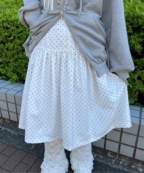 WC(ダブル シー)の「ドットミドルギャザースカート(スカート・レディース・ホワイト/ピンク・FREE)」の5枚目の写真