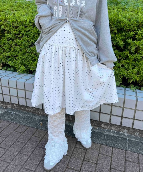 WC(ダブル シー)の「ドットミドルギャザースカート(スカート・レディース・ホワイト/ピンク・FREE)」の6枚目の写真
