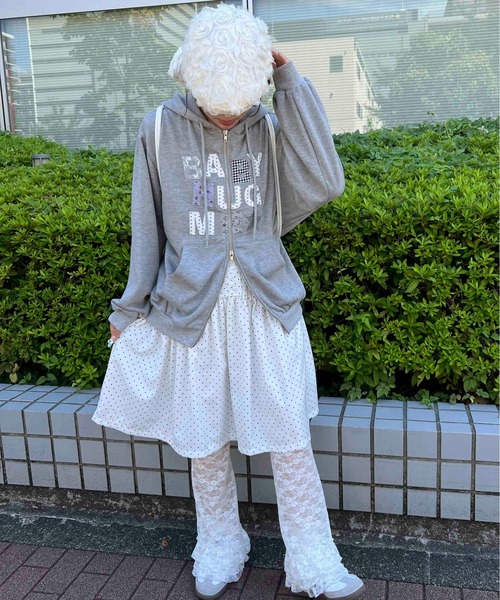 WC(ダブル シー)の「ドットミドルギャザースカート(スカート・レディース・ホワイト/ピンク・FREE)」の7枚目の写真