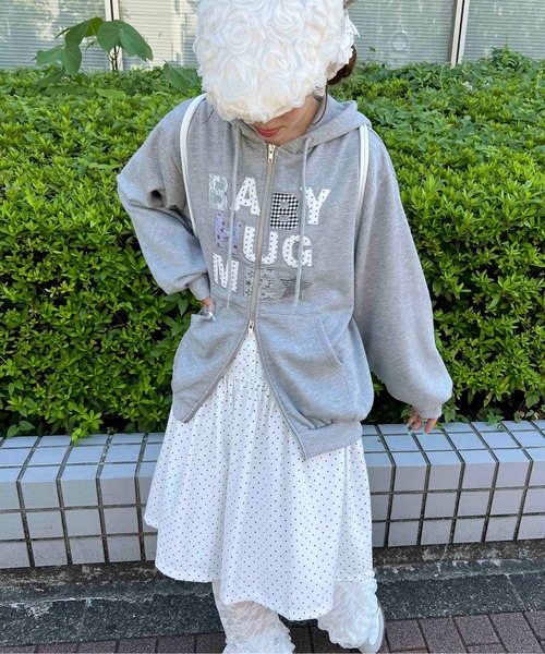 WC(ダブル シー)の「ドットミドルギャザースカート(スカート・レディース・ホワイト/ピンク・FREE)」の9枚目の写真