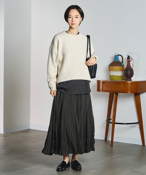 ROSE BUD(ローズバッド)の「LONG SHIRRED SKIRT(スカート・レディース・オフホワイト/チャコール・ONE SIZE)」の14枚目の写真