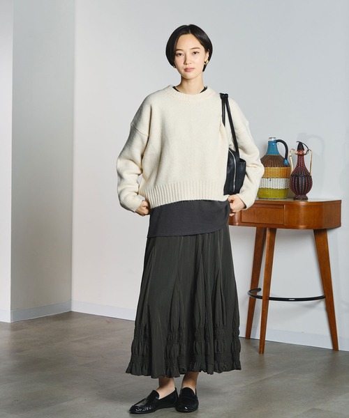 ROSE BUD(ローズバッド)の「LONG SHIRRED SKIRT(スカート・レディース・オフホワイト/チャコール・ONE SIZE)」の15枚目の写真