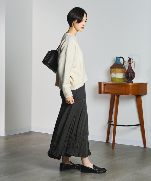 ROSE BUD(ローズバッド)の「LONG SHIRRED SKIRT(スカート・レディース・オフホワイト/チャコール・ONE SIZE)」の16枚目の写真