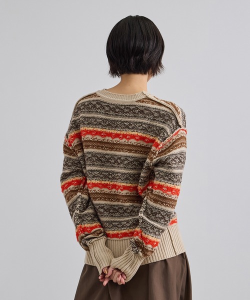 SALON adam et rope'(サロン アダム エ ロペ)の「ベルベルモチーフリバーシブルジャカードプルオーバー(ニット/セーター・レディース・ベージュ/グレー・FREE)」の21枚目の写真