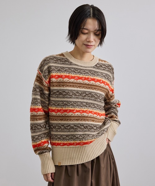 SALON adam et rope'(サロン アダム エ ロペ)の「ベルベルモチーフリバーシブルジャカードプルオーバー(ニット/セーター・レディース・ベージュ/グレー・FREE)」の10枚目の写真