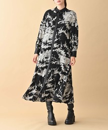 バイカラーボタニカルワンピース