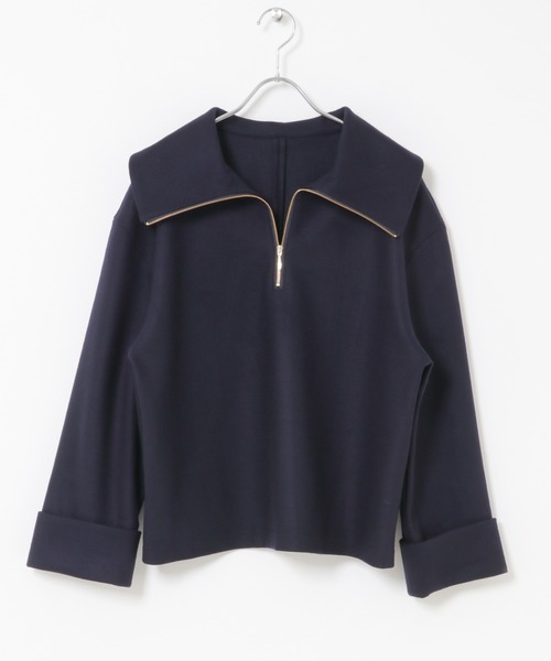URBAN RESEARCH ROSSO WOMEN(アーバンリサーチ ロッソ)の「ウールジャージーZIPプルオーバー(その他トップス・レディース・ネイビー/モカ・FREE)」の18枚目の写真