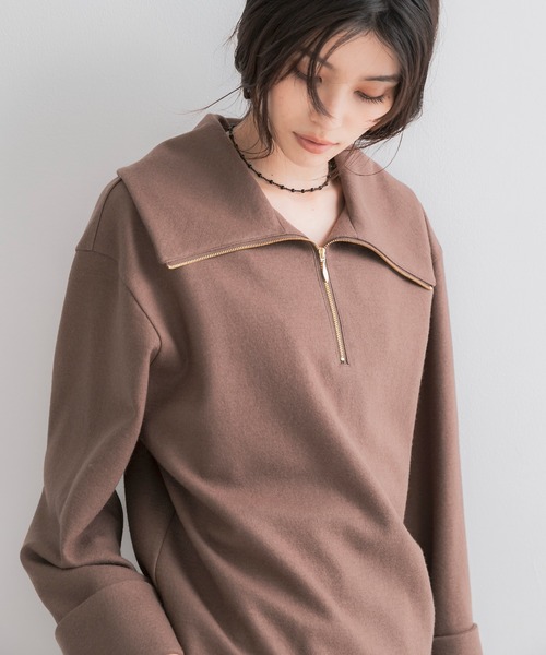 URBAN RESEARCH ROSSO WOMEN(アーバンリサーチ ロッソ)の「ウールジャージーZIPプルオーバー(その他トップス・レディース・ネイビー/モカ・FREE)」の8枚目の写真
