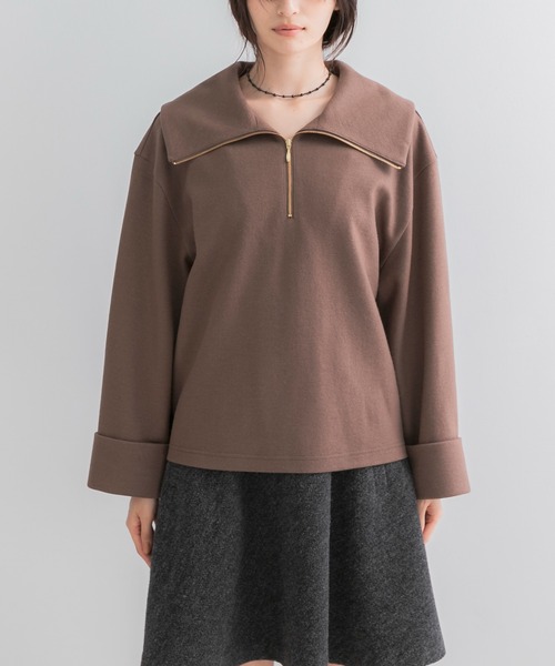 URBAN RESEARCH ROSSO WOMEN(アーバンリサーチ ロッソ)の「ウールジャージーZIPプルオーバー(その他トップス・レディース・ネイビー/モカ・FREE)」の14枚目の写真