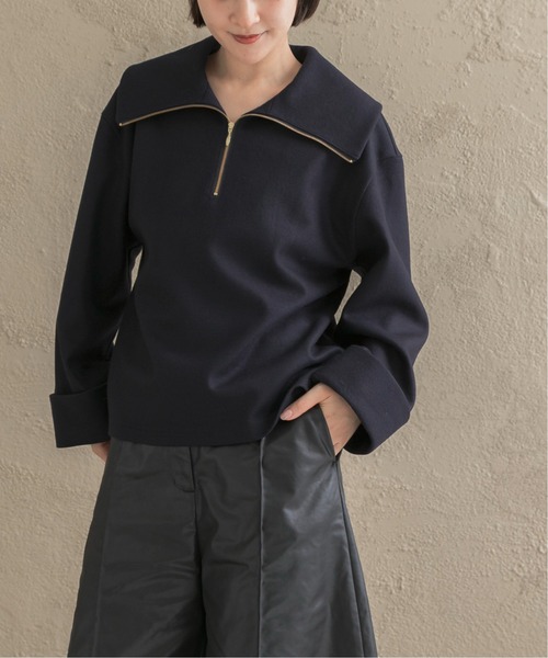URBAN RESEARCH ROSSO WOMEN(アーバンリサーチ ロッソ)の「ウールジャージーZIPプルオーバー(その他トップス・レディース・ネイビー/モカ・FREE)」の3枚目の写真