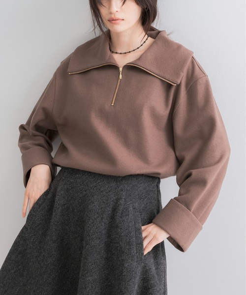 URBAN RESEARCH ROSSO WOMEN(アーバンリサーチ ロッソ)の「ウールジャージーZIPプルオーバー(その他トップス・レディース・ネイビー/モカ・FREE)」の9枚目の写真