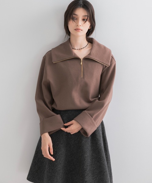 URBAN RESEARCH ROSSO WOMEN(アーバンリサーチ ロッソ)の「ウールジャージーZIPプルオーバー(その他トップス・レディース・ネイビー/モカ・FREE)」の10枚目の写真