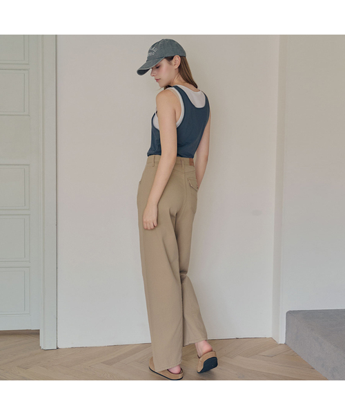 SLOWLOLLI（スローローリ）の「カーブワイドパンツ_3色（デニムパンツ・レディース・ネイビー/アイボリー/オートミール・2(M)/1(S)/3(L)）」の2枚目の写真