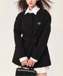 CHUN CHUN NOTES（チュンチュンノーツ）の「26AW学院風ラウンドネックウエスト絞りショート丈長袖ジャケット（ノーカラーコート）」
