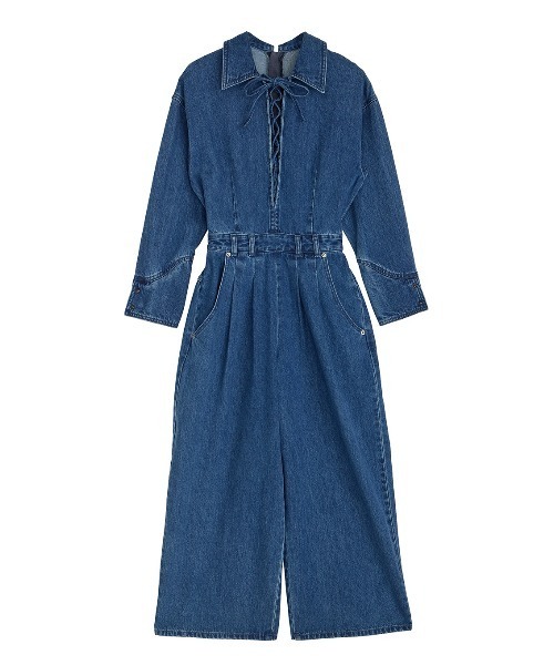 LACE UP DENIM ROMPERS（つなぎ/オールインワン）｜Ameri（アメリ）の