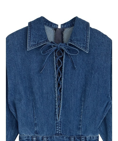 LACE UP DENIM ROMPERS（つなぎ/オールインワン）｜Ameri（アメリ）の
