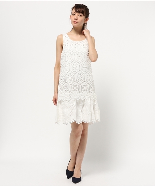 Desigual(デシグアル)の「「Desigual/デシグアル」ラクロワレースドレスワンピース(ワンピース・レディース・ホワイト/ブラック・42/40/36/38/46)」の7枚目の写真