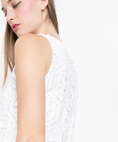 Desigual(デシグアル)の「「Desigual/デシグアル」ラクロワレースドレスワンピース(ワンピース・レディース・ホワイト/ブラック・42/40/36/38/46)」の4枚目の写真