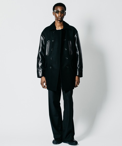 CRIMIE(クライミー)の「MID-LENGTH LEATHER-SLEEVE PEACOAT(ピーコート・メンズ・ブラック・XXL/XL/L/M/S)」の11枚目の写真