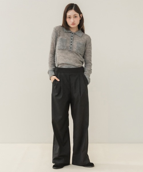 HEILIS(ヘイリス)の「ドット柄イージースラックス/イージースラックス スラックス ワイドパンツ ドットパンツ ドット柄パンツ 水玉 ロングパンツ イージーパンツ ワイドスラックス ストレートパンツ 韓国ファッション カジュアル レディライク オフィスカジュアル デイリー 秋服 冬服 グレー ブラック(スラックス・レディース・ブラック/グレー・FREE)」の15枚目の写真