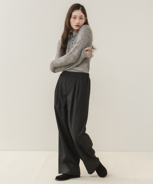 HEILIS(ヘイリス)の「ドット柄イージースラックス/イージースラックス スラックス ワイドパンツ ドットパンツ ドット柄パンツ 水玉 ロングパンツ イージーパンツ ワイドスラックス ストレートパンツ 韓国ファッション カジュアル レディライク オフィスカジュアル デイリー 秋服 冬服 グレー ブラック(スラックス・レディース・ブラック/グレー・FREE)」の16枚目の写真