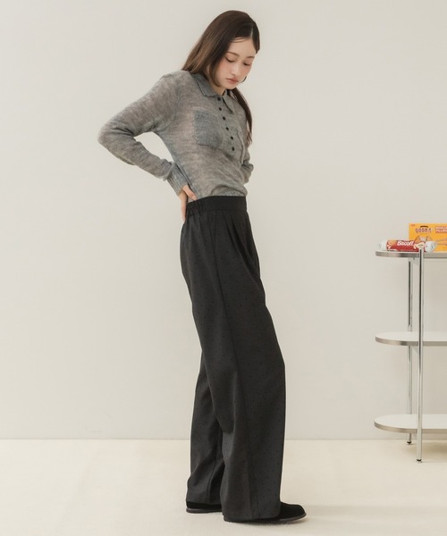 HEILIS(ヘイリス)の「ドット柄イージースラックス/イージースラックス スラックス ワイドパンツ ドットパンツ ドット柄パンツ 水玉 ロングパンツ イージーパンツ ワイドスラックス ストレートパンツ 韓国ファッション カジュアル レディライク オフィスカジュアル デイリー 秋服 冬服 グレー ブラック(スラックス・レディース・ブラック/グレー・FREE)」の17枚目の写真